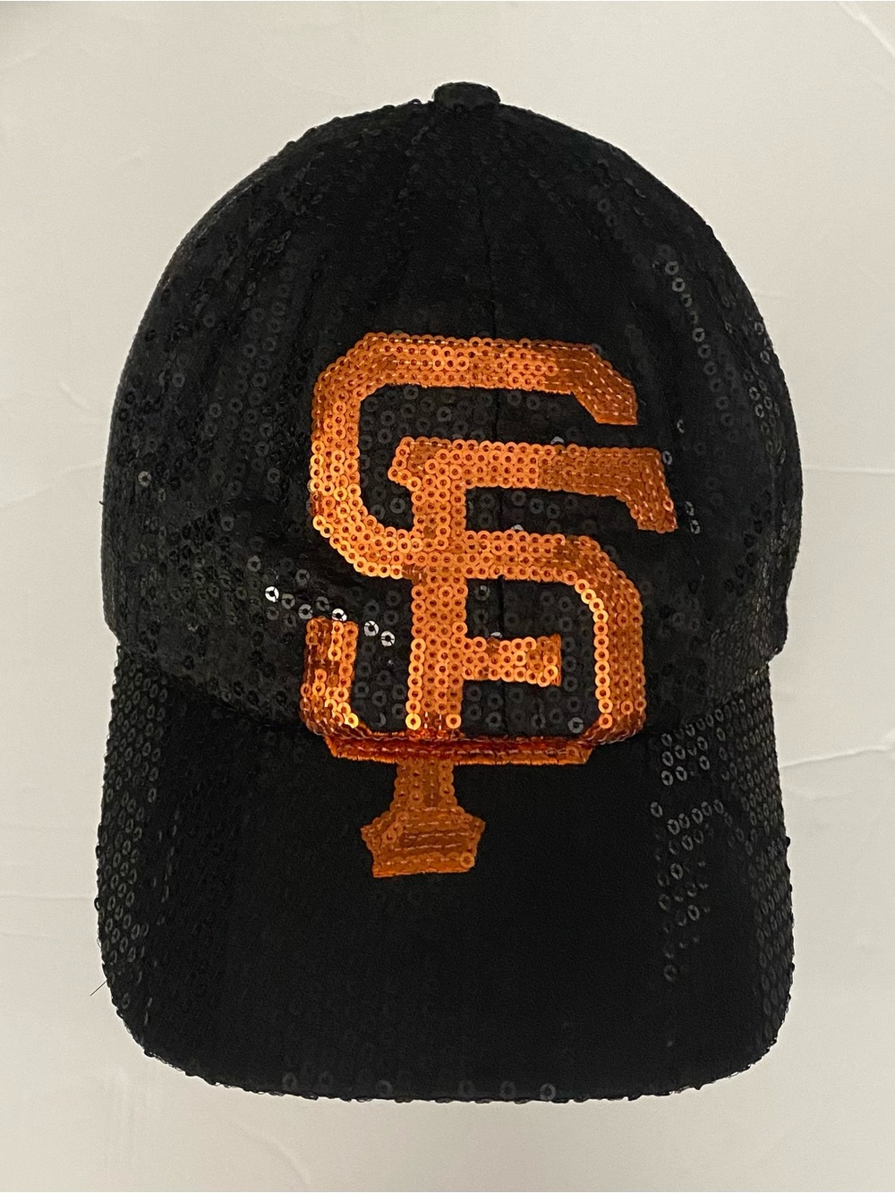 San Francisco Giants Black Sequin Baseball Cap with Orange SF Logo
